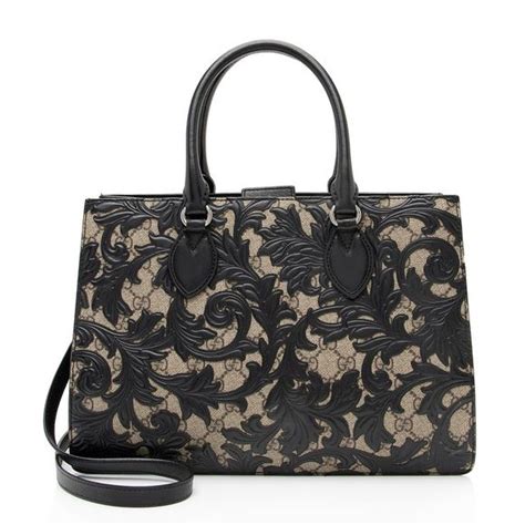 gucci arabesque tote|Gucci Arabesque Black Gg Supreme Tote Handbag .